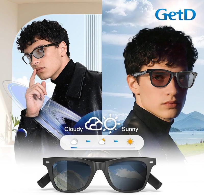 GetD 2026 AI Glasses for Men & Women, Smart Glasses Powered by ChatGPT, AI Real-time Translation with 145 Languages, 11H Music Play, Bluetooth Glasses with Photochromic Lens for Daily Use, Travel - Image 5